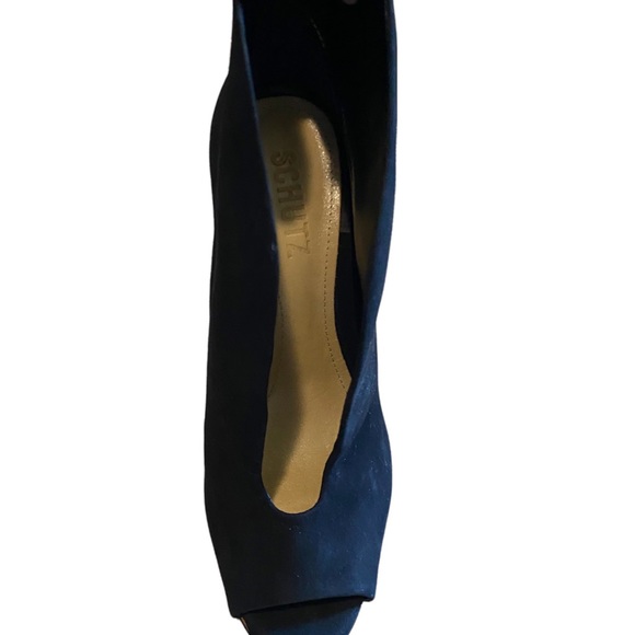 SCHUTZ WOMENS SUEDE PEEP TOE BOOTIE WITH FRONT SLIT BLACK 7.5 - Picture 6 of 10